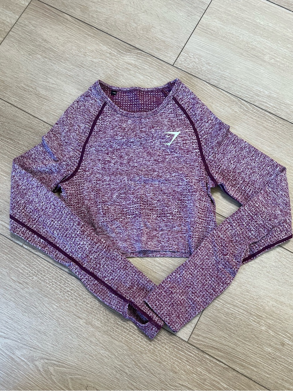 Gymshark Vital Seamless Heathered Plum Cropped Long Sleeve Crop Top XS